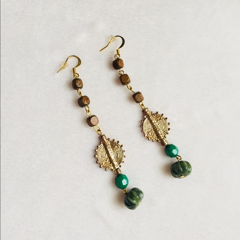 Brand new gold and green earrings